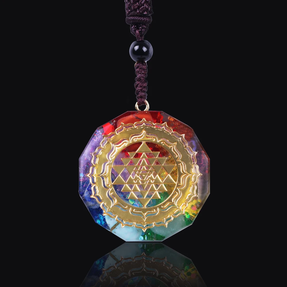 

Orgonite Pendant Sri Yantra Necklace Sacred Geometry Chakra Energy quantum Pendant Necklace Meditation Jewelry
