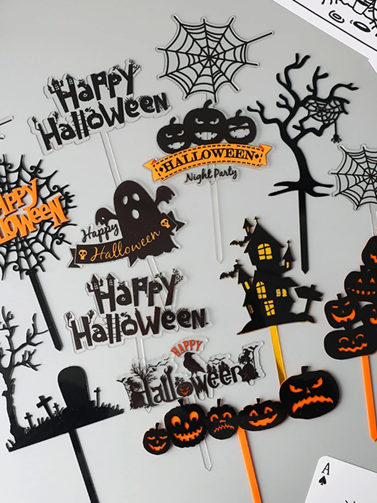 Счастливый Хэллоуин тема акриловая Тыква замок торт гримаса летучая мышь ведьма