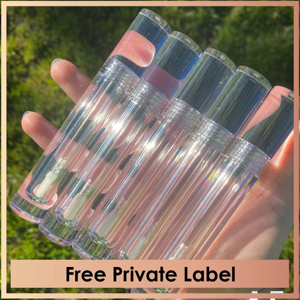 

Private Label Empty Cylindrical Lipgloss Tubes with Soft Wand All Clear Cylinder Bottle Transparent Container Makeup Tools