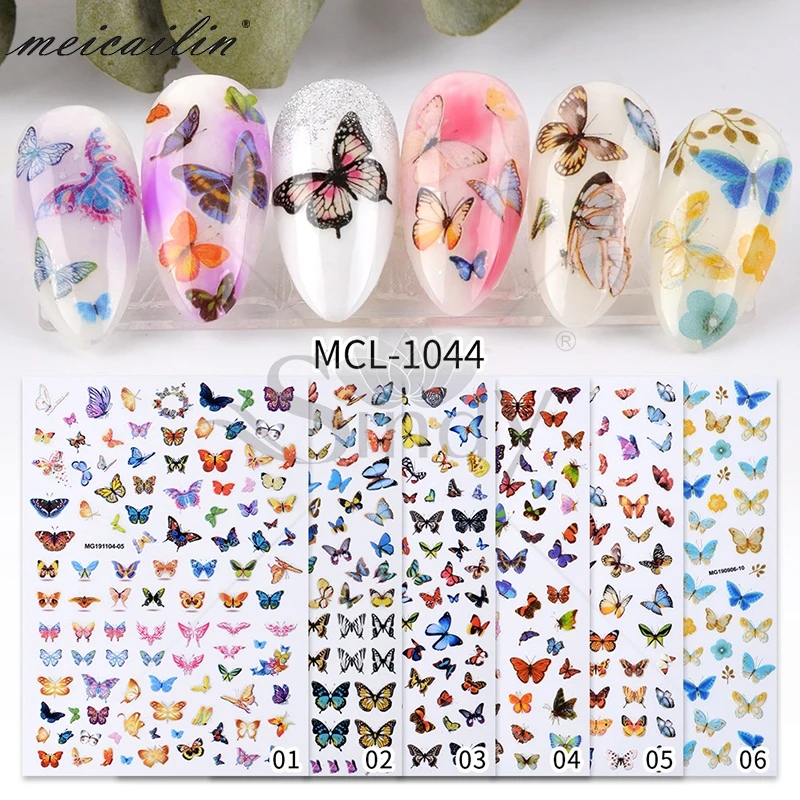 1 шт. Лидер продаж смешанные бабочки 3D наклейка для ногтей клейкие слайдеры