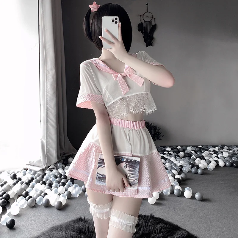 Милая плиссированная школьная форма с бантом юбка эластичной талией матросский