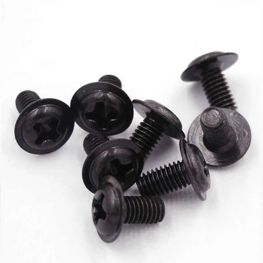 

50Pcs M2 M2.5 M3 M4 Black Phillips Pan Washer Head Carbon Steel Machine Screws Referral Computer Case Chassis Fixed