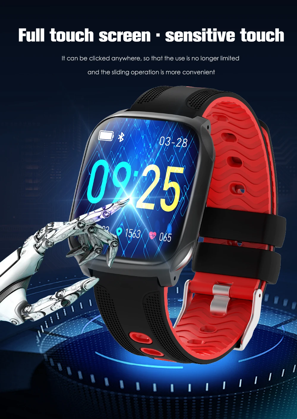1.3" Big Color Screen Heart Rate Monitor Fitness Tracker Smart Band Bracelet Remote Music Control Weather Forecast Sport Watch |