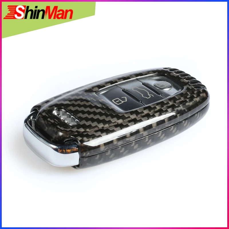 

ShinMan Carbon Fiber CAR key case key shell Key Cover For For Audi A4L A6L A5 A7 A8 Q5 S5 S7 2013-2017 CAR key case