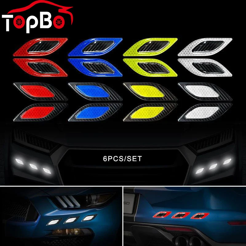 

Car Stickers 6Pcs/Set Car Reflective Strips Carbon fiber Car Sticker Truck Auto Motor Anti-Scratch Safety Warning Sticker