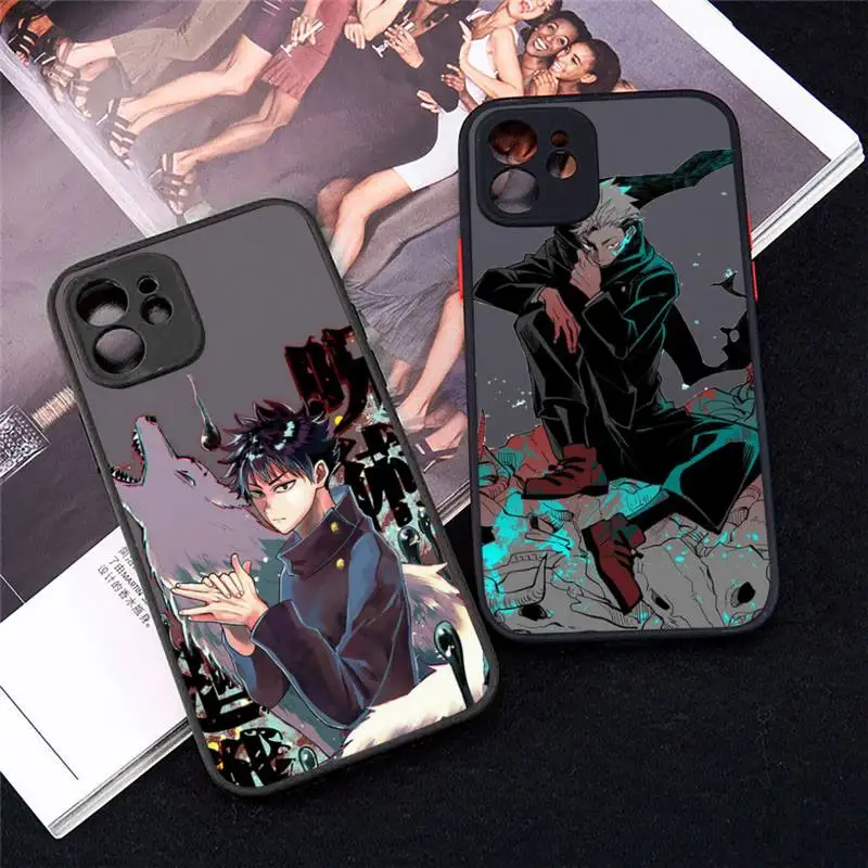 

jujutsu kaisen Phone Case Matte Transparent for iPhone 7 8 11 12 s mini pro X XS XR MAX Plus Clear mobile bag Shell Cover Coque