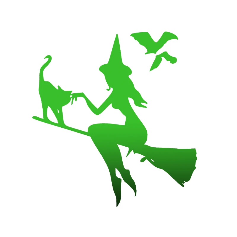 

Fashion Funny Witch On Broomstick With Cat & Bats Car Sticker Vinyl Decal Auto Stickers and Decals Car Styling 13.9CM*14.9CM
