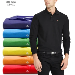 100% хлопок, высокое качество, новинка 2020, мужские рубашки поло с длинным рукавом, повседневные брендовые рубашки поло, мужские Модные топы с отворотом, XS-4XL