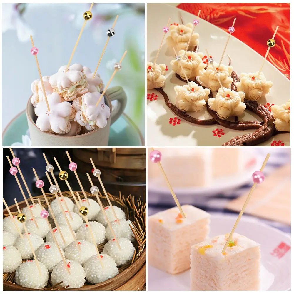 100 шт. жемчужные бамбуковые коктейльные палочки деревянные зубочистки