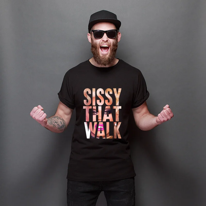 

SISSY THAT WALK Casual Street Tee Shirts Print 100% Cotton Tee-Shirts Crew Neck Oversized Tops T Shirt For Adult