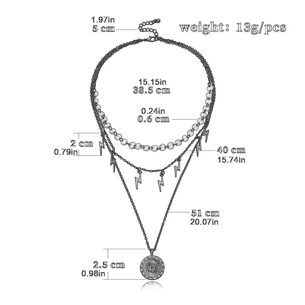 Многослойное ожерелье золотая цепочка с блестками подвески молнией Длинная