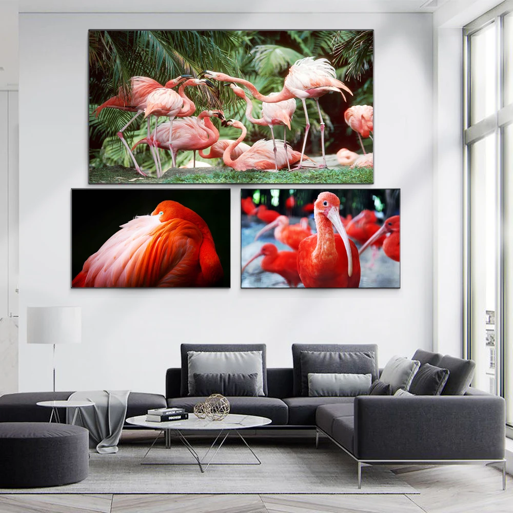 

Animal oil painting fire red bird canvas painting office living room corridor home decoration mural
