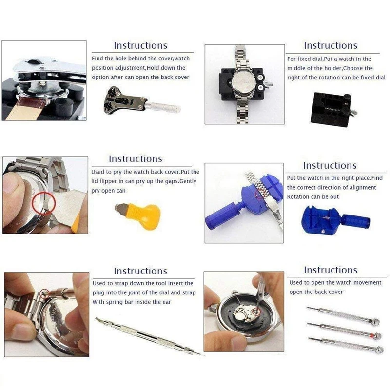 

Watch Repair Tool Kit Professional Watch Battery Replacement Kit, Watch Band Link Pins with Carrying Case (406Pcs)