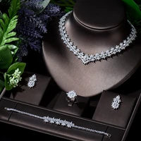 hibride luxury 4pcs necklace earring set cubic zirconia jewelry sets for women wedding indian bridal jewelry accessories n 221