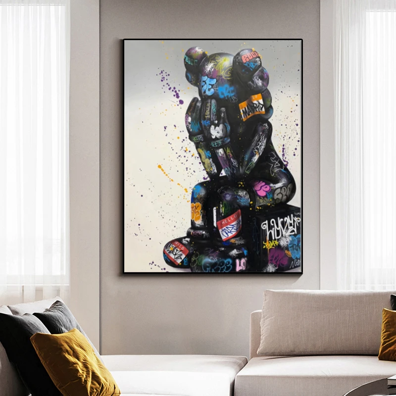 

Modern Abstract Street Graffiti Art Thinking Painting Canvas Print Wall Art Picture NordicFor Living Room Decoration Home Decor