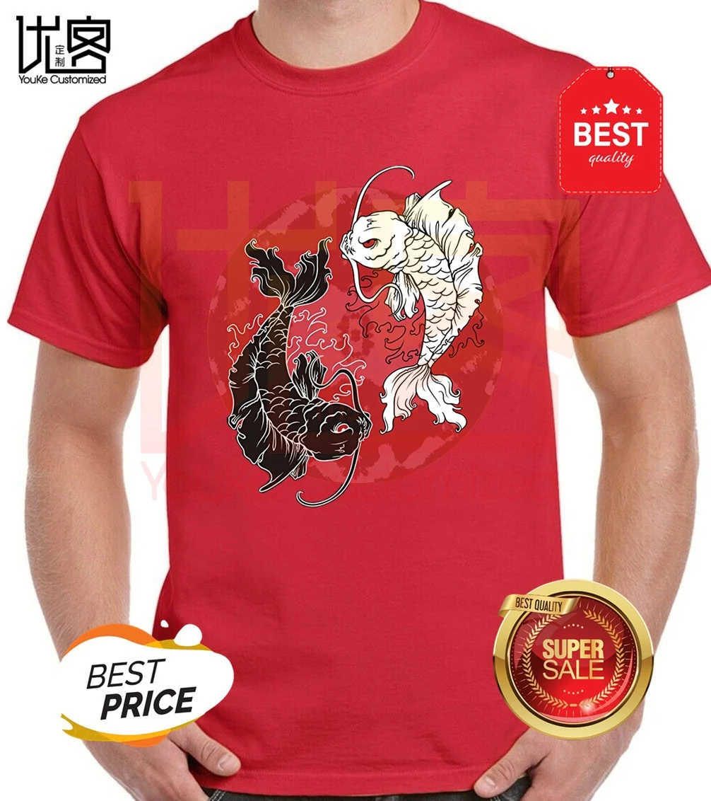 Лидер продаж 2019 футболка из 100% хлопка с принтом Инь-Ян в японском стиле символами
