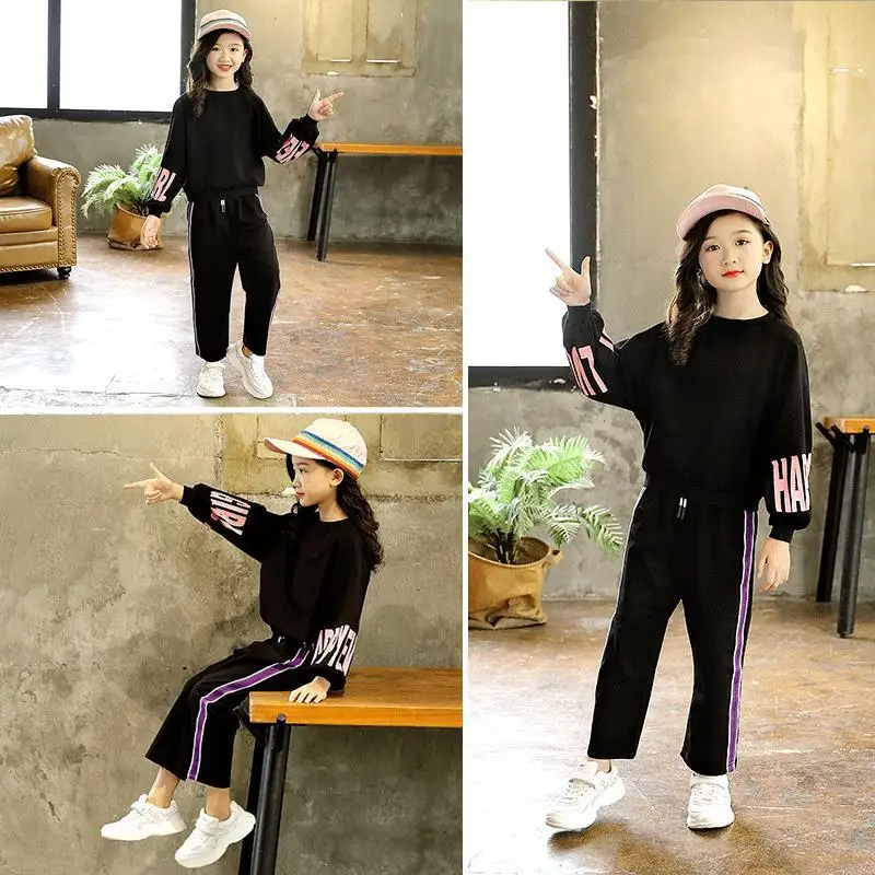 Детские Осенние костюмы 2019 Новые Стильные комплекты спортивной одежды для