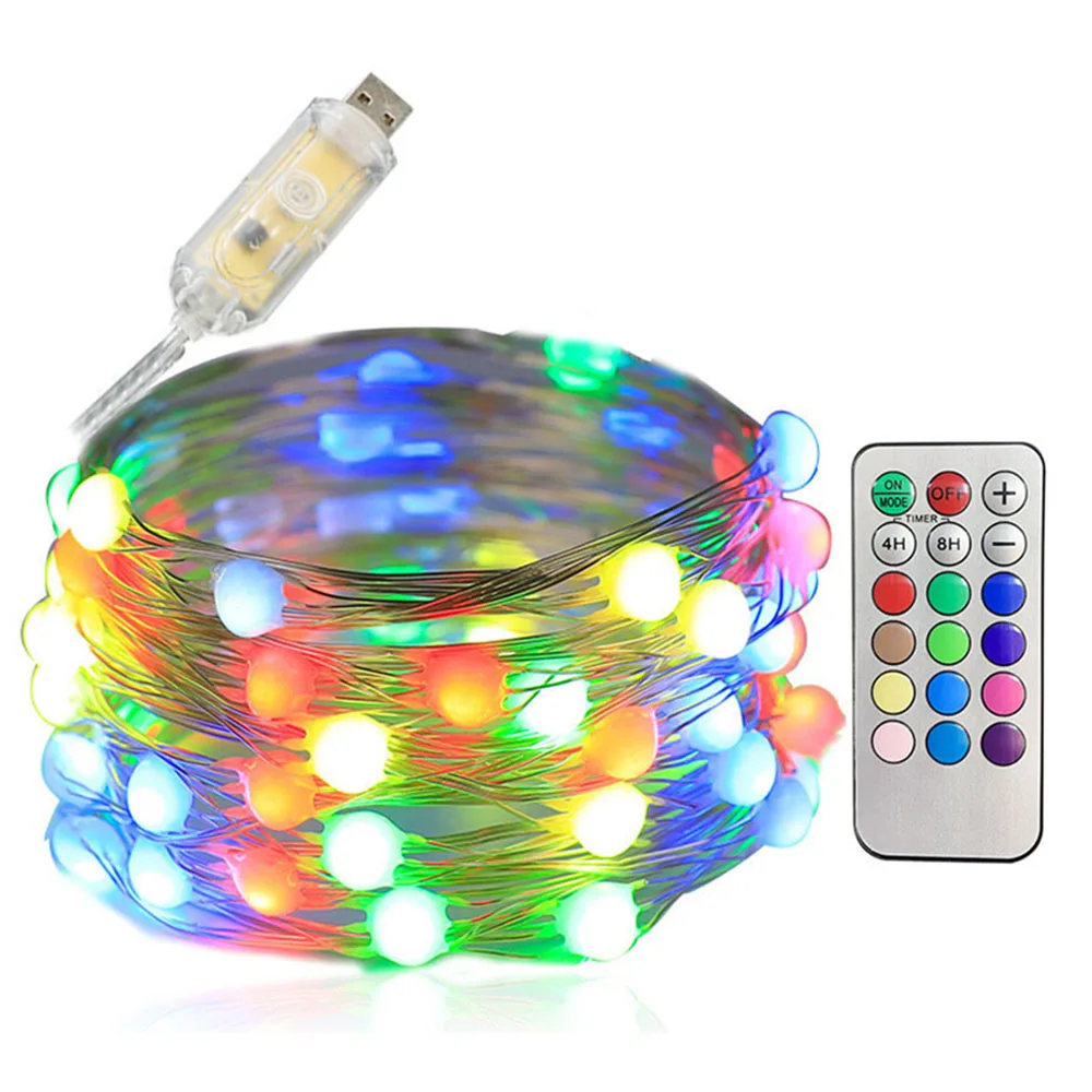 

RGB LED String Light Garland Christmas Tree Fairy Lights Decoration Copper Wire Led Multicolor String Light Lamp with Remote