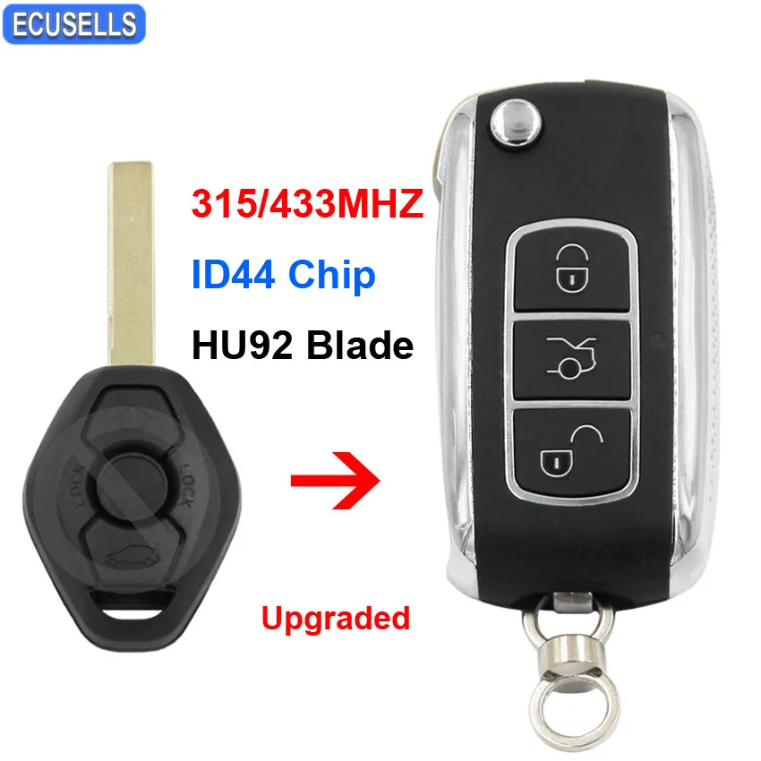 Обновленный складной дистанционный ключ брелок 315 МГц/433 МГц с чипом ID44 HU92 Blade для