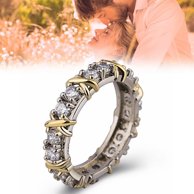 Серебряный крест полное кольцо с бриллиантами платина для Для женщин девочек