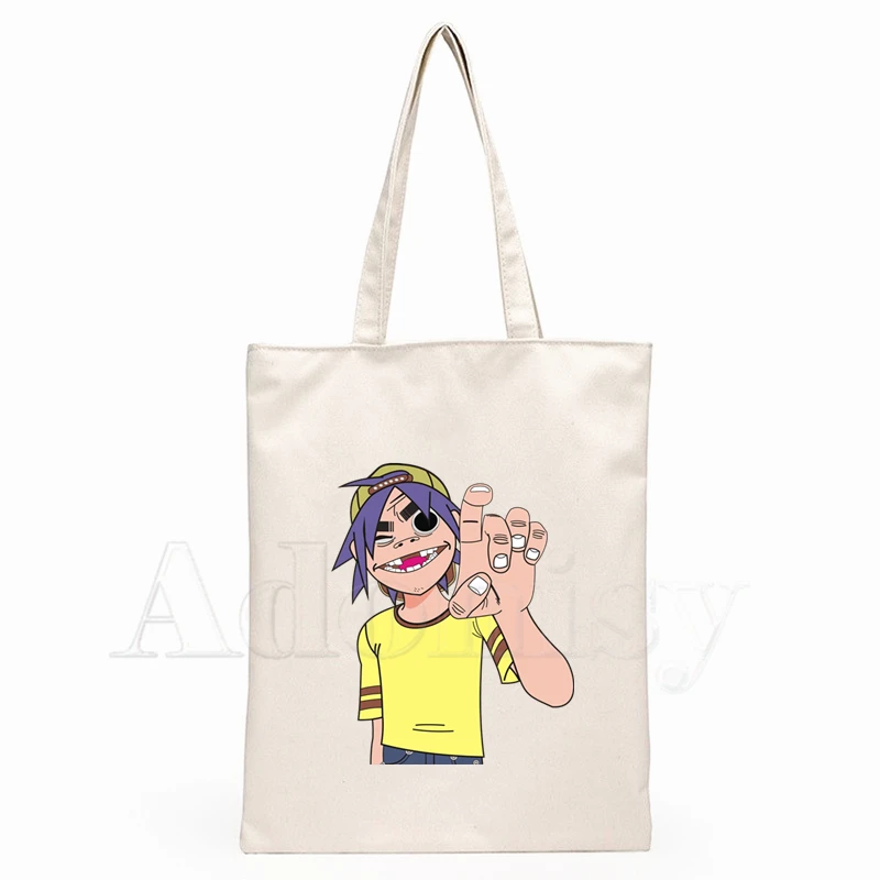 Холщовая Сумка Gorillaz рок группы повседневные большие ручные сумки для женщин