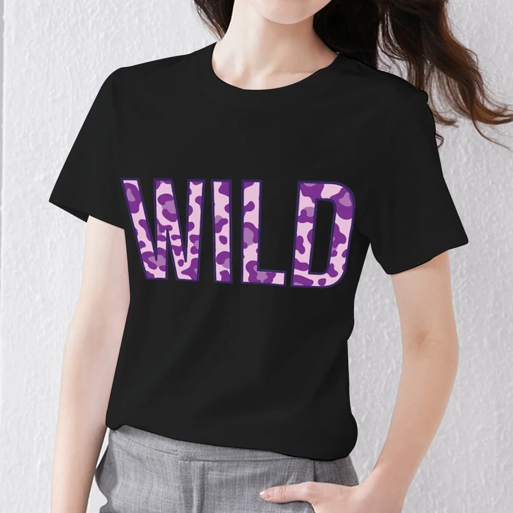

T-Shirt Woman New Personality Cartoon Print Short Sleeve Tops Summer Black All-match Female Tee Shirt XXS-3XL Womens Clothing