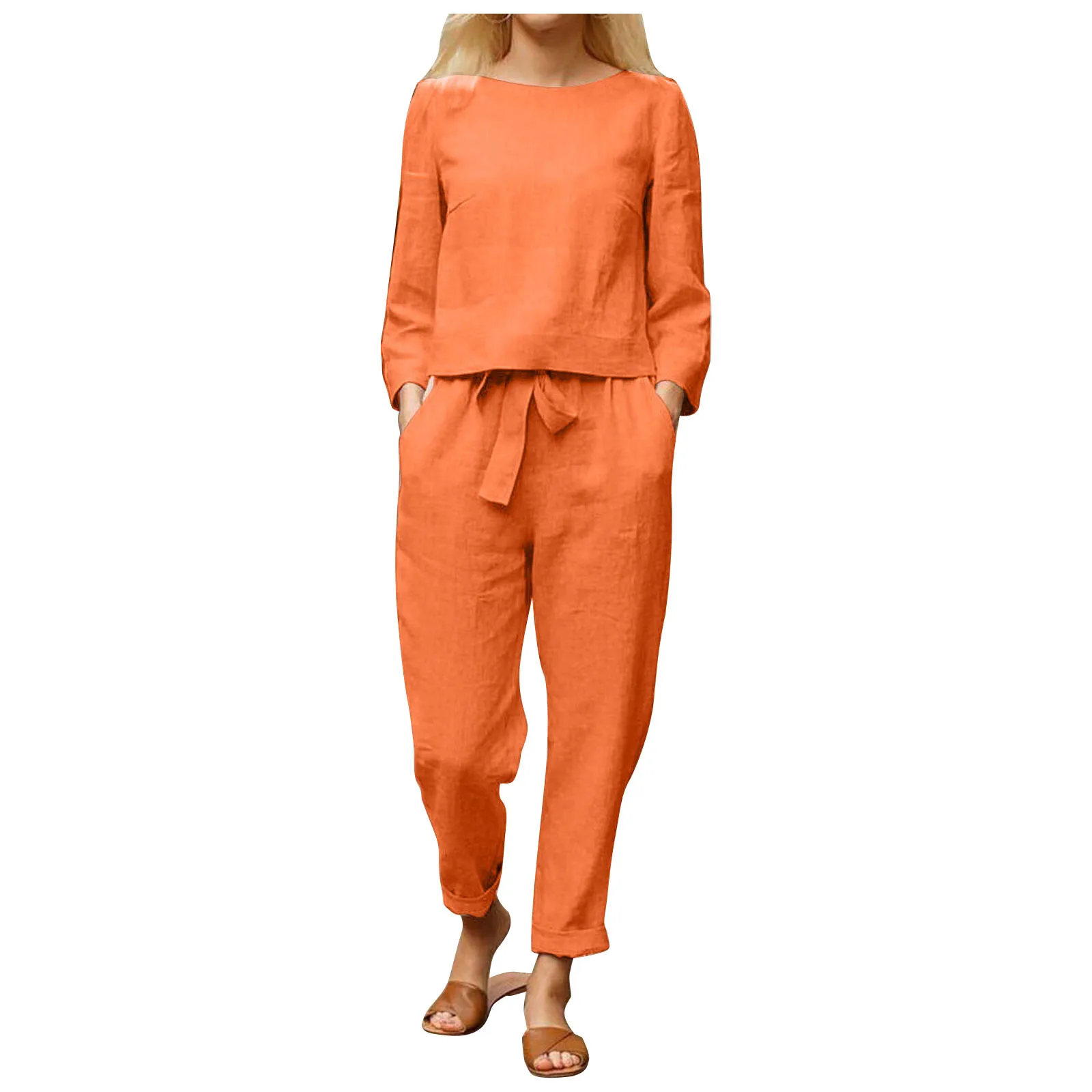 Модный повседневный женский комплект одежды однотонный костюм с длинным рукавом