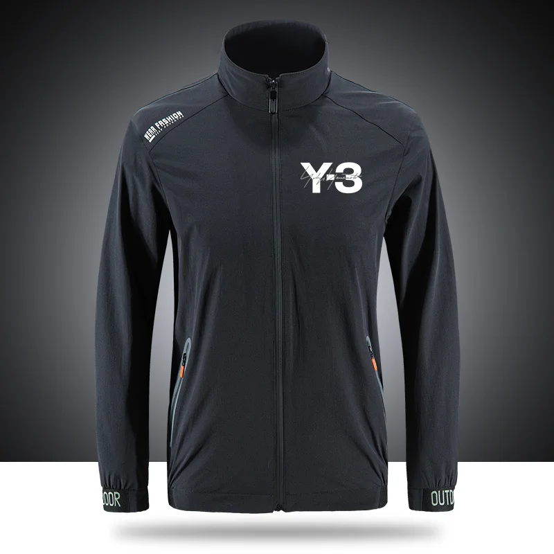 

3Y Johji Yamamoto Breathable Brand Jackets Men's Outdoor Zippered Light Soft Casual Front Printing sportswear jackets N036