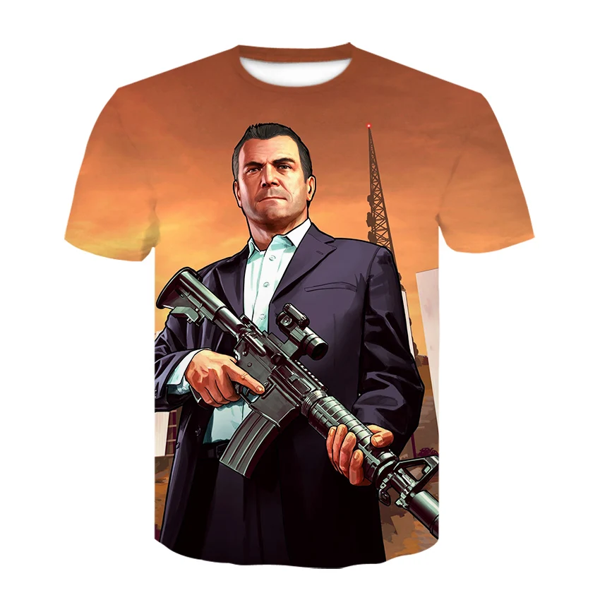Мужская одежда 2019 футболка с 3D принтом GTA Grand Theft Auto Уличная повседневная в стиле