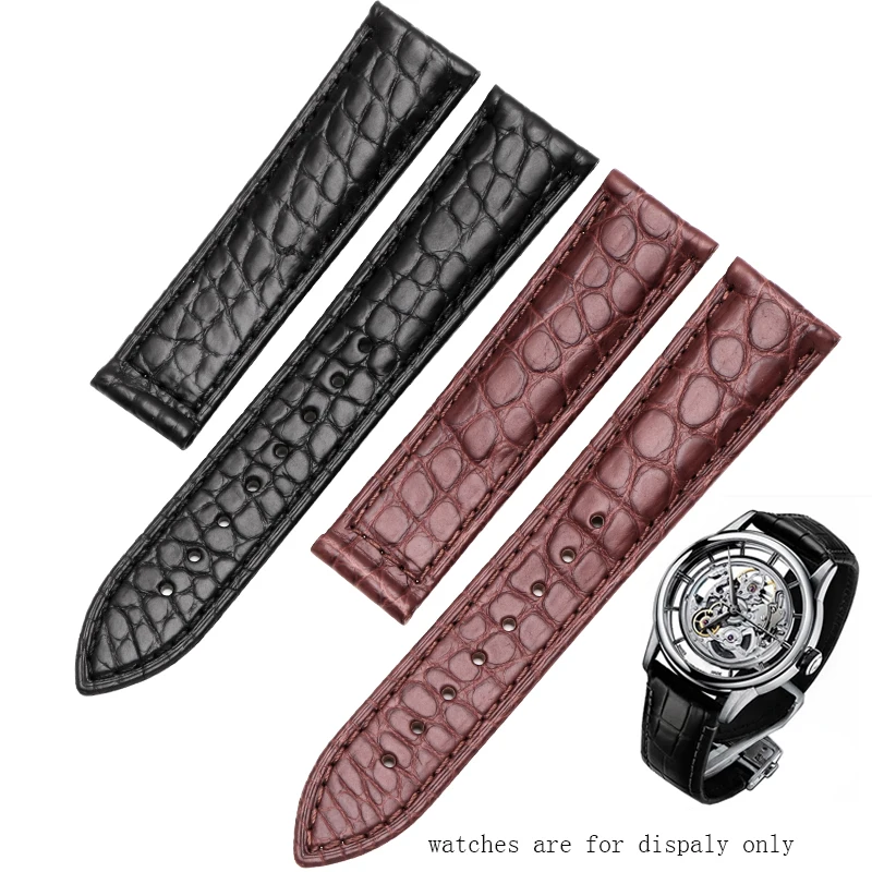 20 мм 21 крокодиловой кожи ремешок чёрный коричневый браслет сменный кожаный для