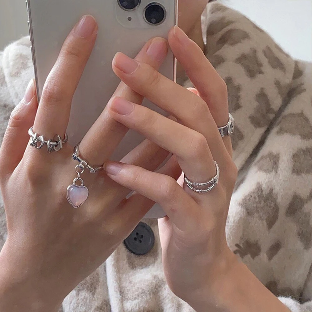 

Творческий Серебряный Цвет любовь с кисточкой-сердцем, кольца для женщин, пар, Новые Модные Винтажные подвесные панк вечерние ювелирные укр...