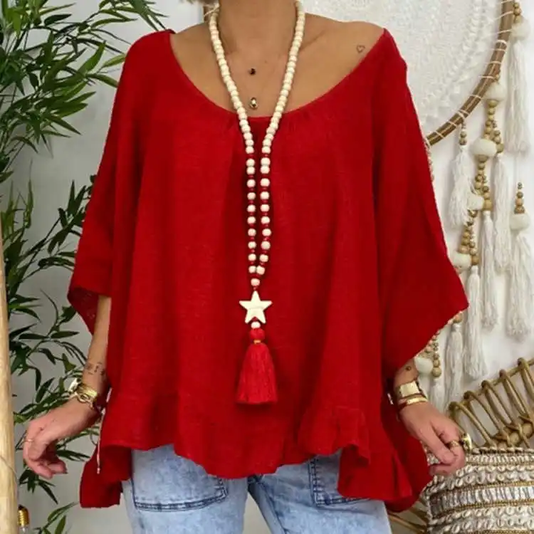 

New Handmade Wooden Beaded Necklace women's long simple star tassel sweater chain