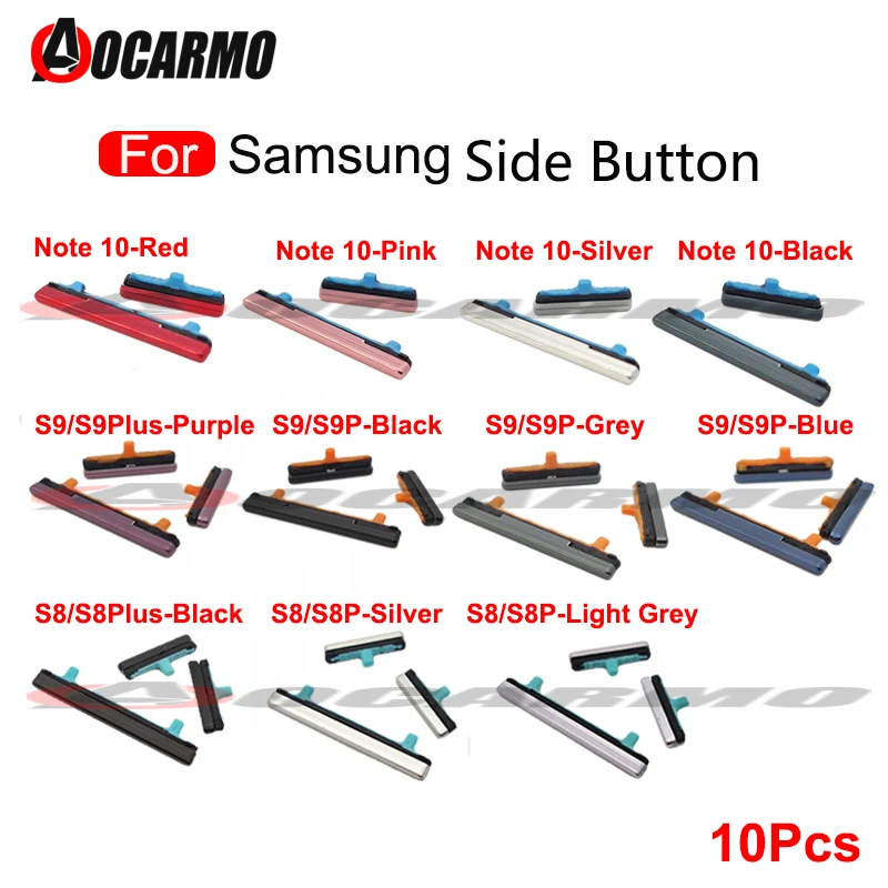 

10Set Side Key Button For Samsung Galaxy S8 S9 S10 Plus S8+ Volume Power On Off Side Key For Samsung Note 10 Replacement Parts