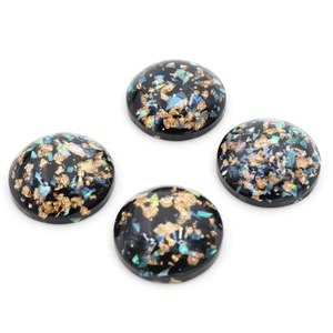 20 мм 10 шт.лот Новая мода Черный цвет Встроенная металлическая фольга плоская задняя Смола Кабошоны Cameo-V6-11