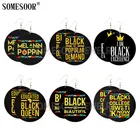 SOMESOOR черные высказки меланин поппин напечатанные деревянные висячие серьги африканская королева красивое искусство Висячие ювелирные изделия для женщин Подарки