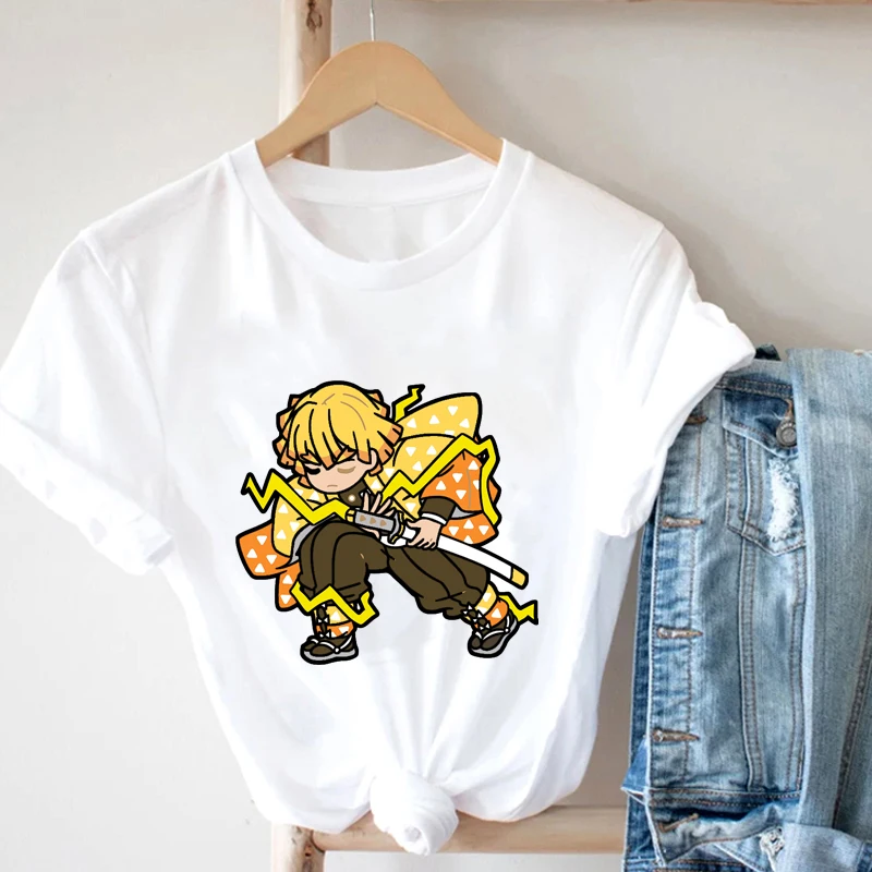 

Cute Anime Cartoon T-Shirt Demon Slayer Kimetsu No Yaiba Clothes Streetwear Print Loose Tops Korean Summer T-Shirt Blouses