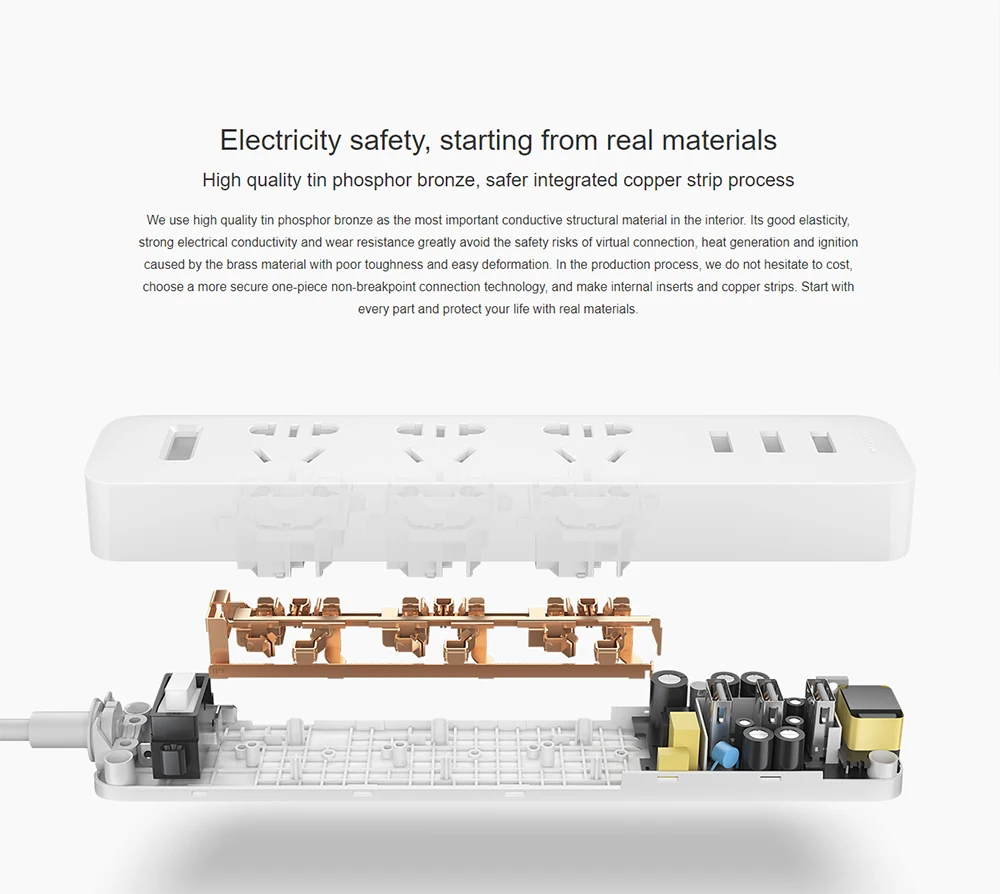 Xiaomi socket 3 usb многофункциональная Подключаемая пористая проводка для домашней безопасности, оригинальная прокладка питания