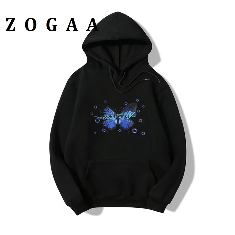 

ZOGAA Fashion Men's Hoodie Spring Autumn Men' Simple Butterfly Printed Harajuku Thickened Sweatshirt Youth Sweatshirt Couple Top