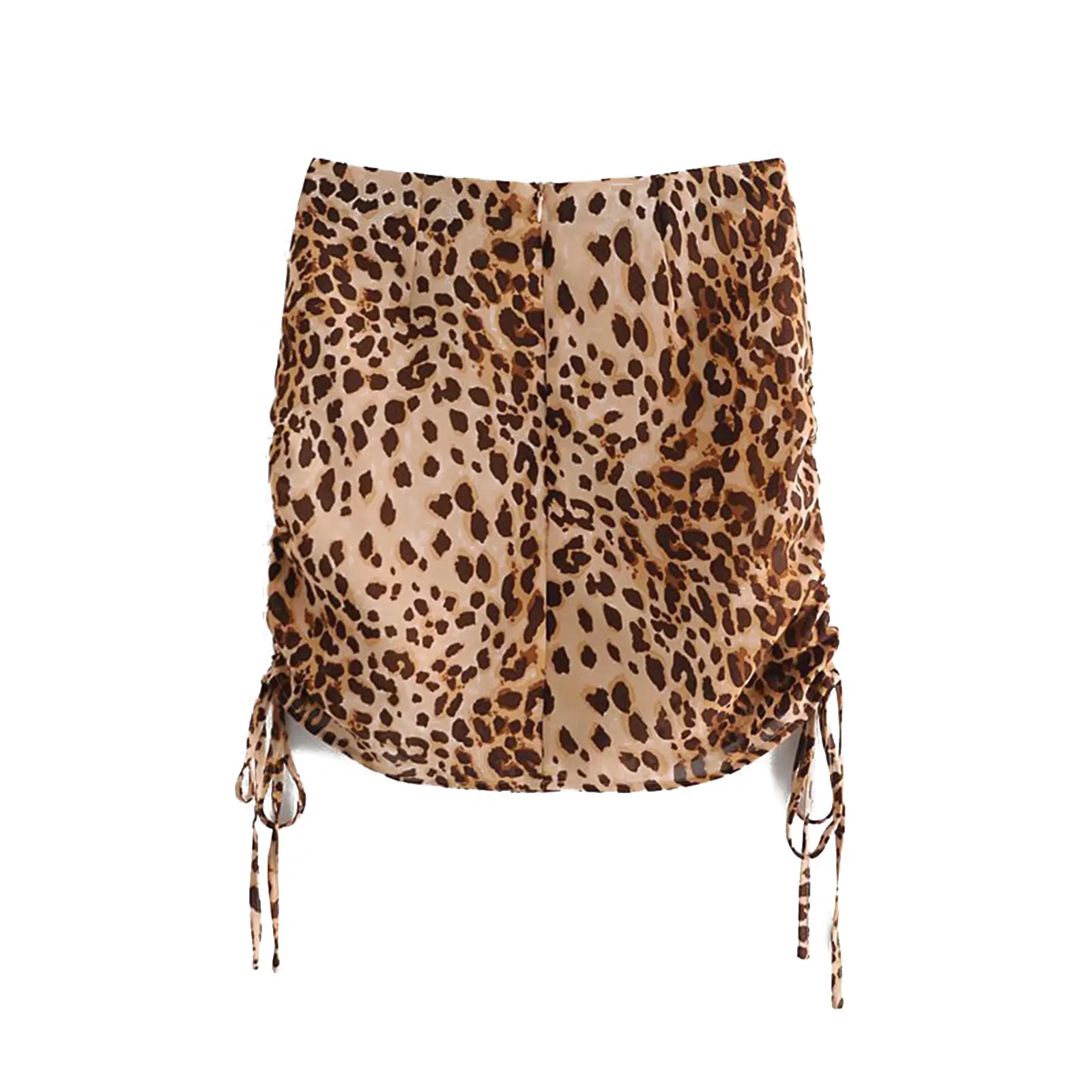 

2021 Summer New Women Fashion Leopard Drawstring Skirt Ladies Stylish Causal Slim Fitting Mini Buttoms High Waist New Skirts