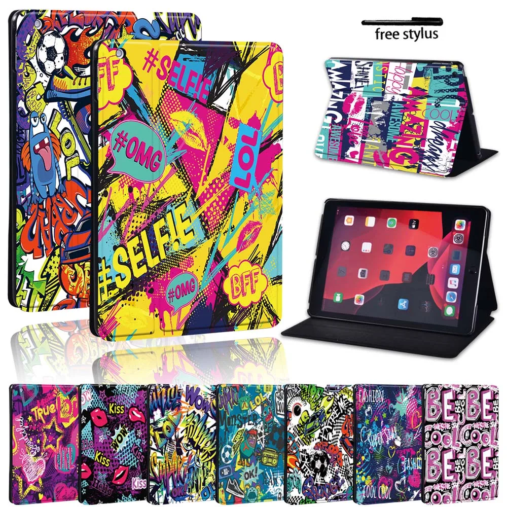 

Graffiti Art Cover Case for Apple IPad/iPad Mini/iPad Air/iPad Pro Tablet Leather Pu Stand Scratch Resistant Protective Case