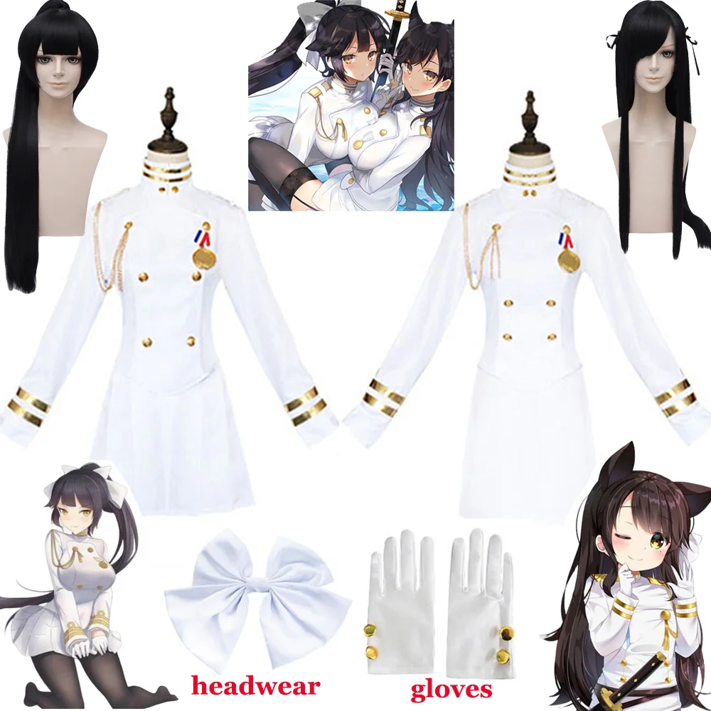 

Azur Lane Takao and Atago Uniform Women Skirt Lady White Battleframe Unicorn Cosplay Costume Azur Lane Dresses Cosplay outfits