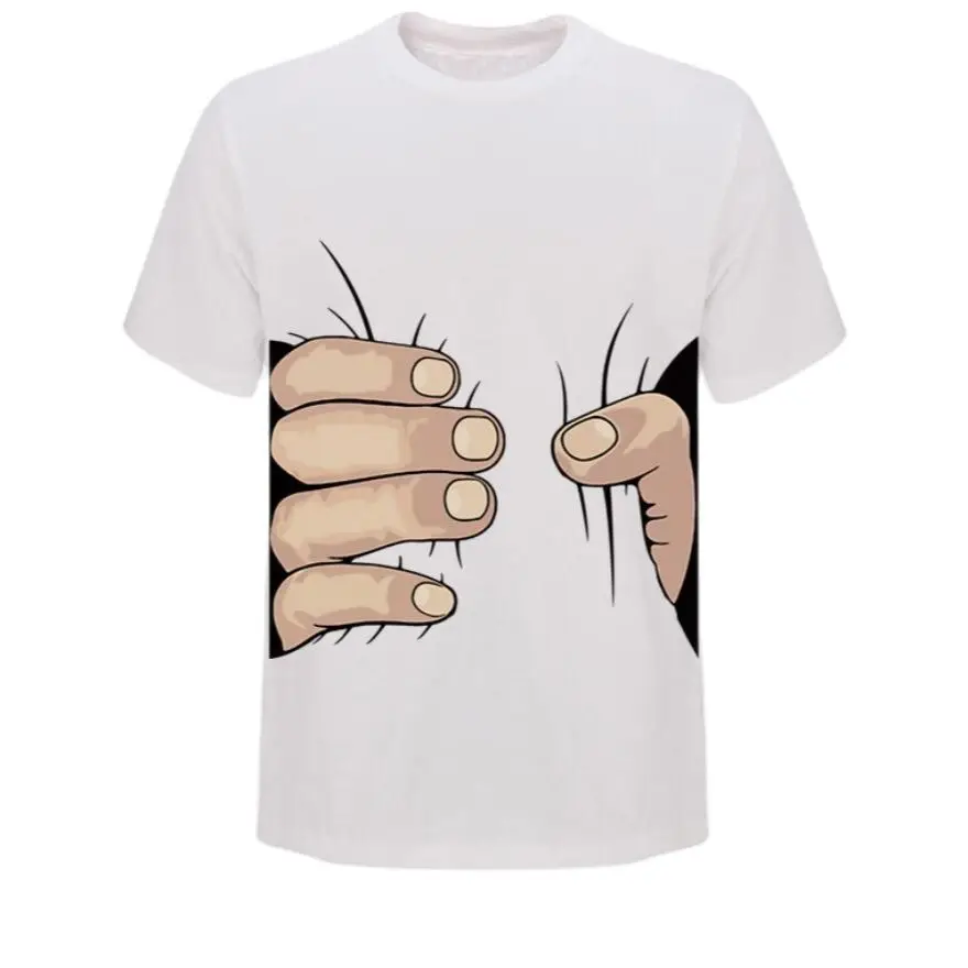 

Funny Big Hand Grab Waist Print Short Sleeve T-Shirt women