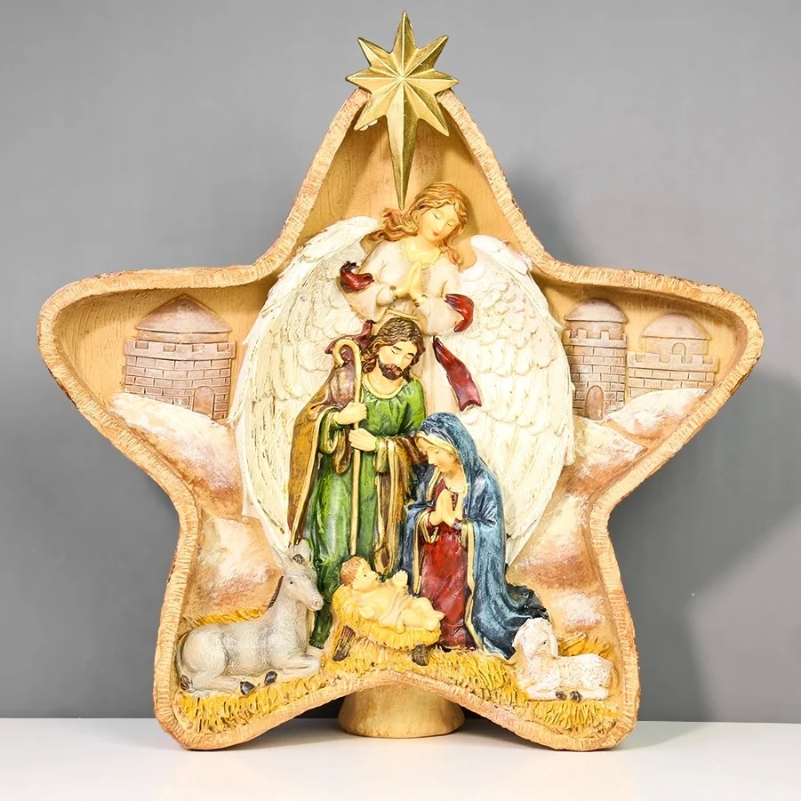 

Статуэтка хранителя на Рождество, домашний декор в виде пентаграммы, Католическая Статуэтка, подарок на Рождество, статуя Святого Христа с ...