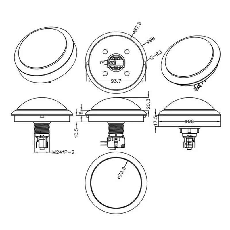 100 мм большая круглая кнопка светодиодный с подсветкой аркадный