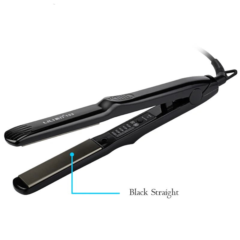 Black-Straight Выпрямитель для волос, контроль температуры, выпрямитель для волос, Керамический выпрямитель для волос, утюжок для завивки, утюжок, отрицательные ионы, инфракрасный - Цвет: Black-Straight