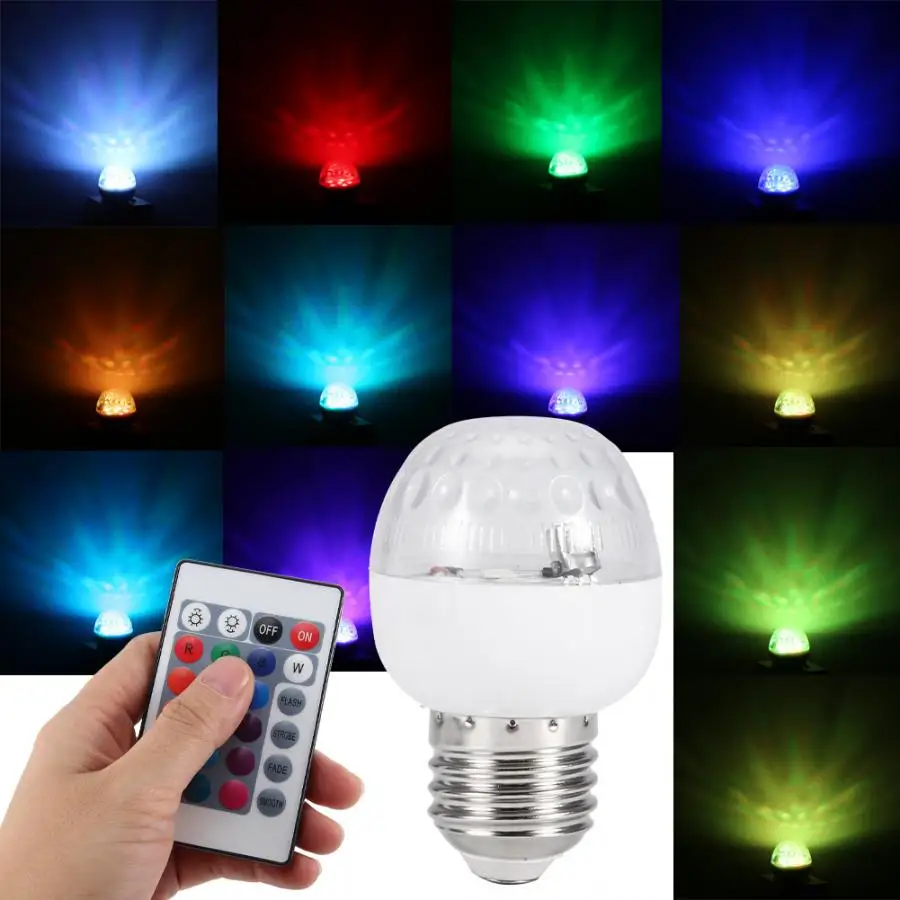 E14 AC85 265V 3 Вт E27 RGB светодиодный светильник яркие украшения для вечеринки с пультом