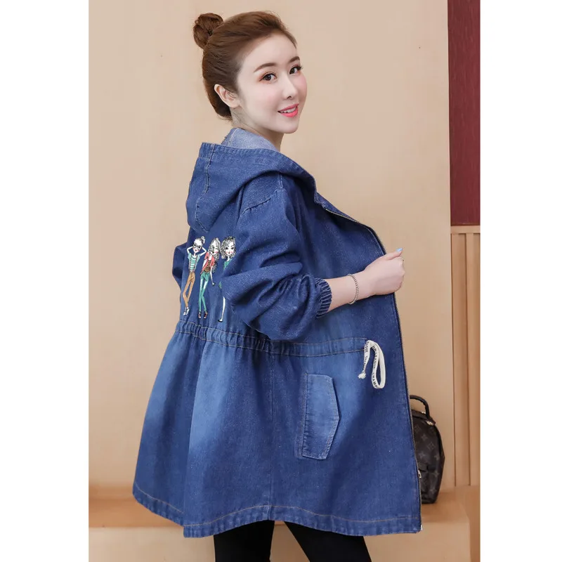

5XL Denim Jacket Women 2020 Spring Autumn New Long Loose Jacket Female Cotton Loose Fashion Plus Size Demin Coat For Woman