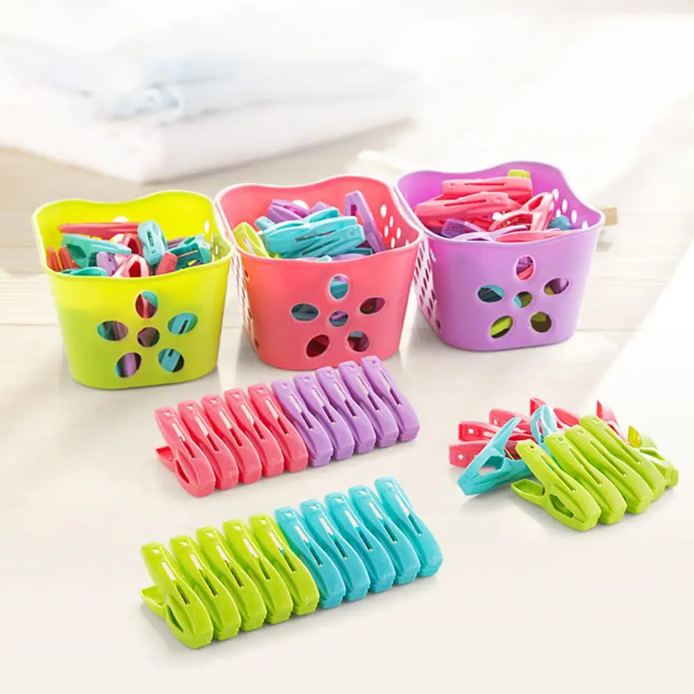 

30Pcs Plastic Clothes Pegs with Storage Basket Drying Clothes Clips Socks Shirt Pegs Clothespins Laundry Storage Organizer