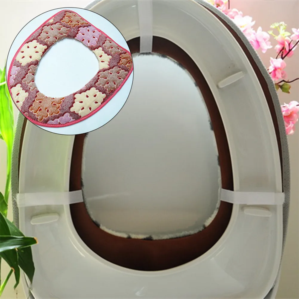 

43*37cm Toilet Seat Pad Bathroom Cover Pad Cushion Flannel Purple/blue/pink