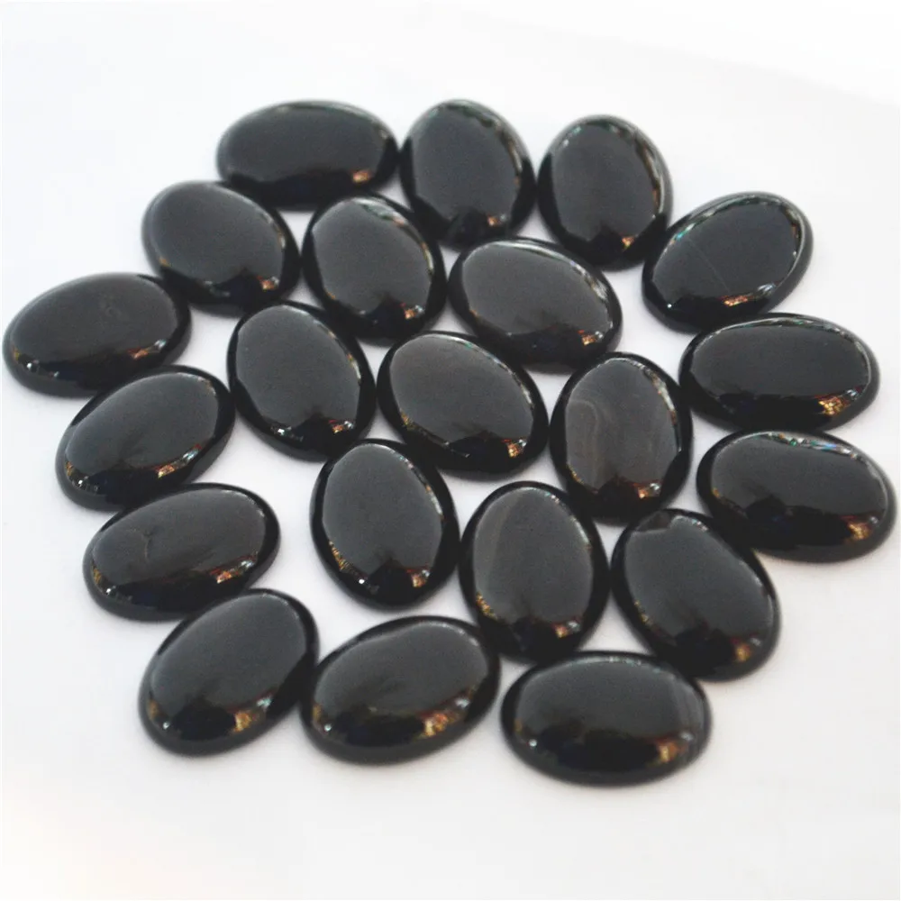 

Natural Stone Oval Shape Cab Cabochon Black Onyx Stone Beads for Jewelry Making DIY Bead 30Pcs Free ShippingWholesale 13x18MM